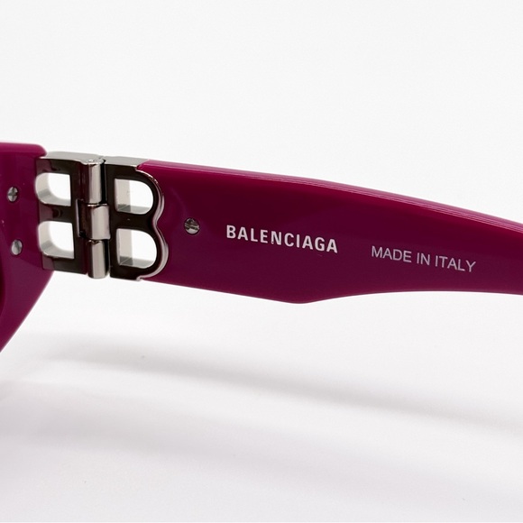 NEW BALENCIAGA BB0095S 017 OVAL FUCHSIA GREY WOMEN SUNGLASSES BALENCIAGA - Picture 9 of 10
